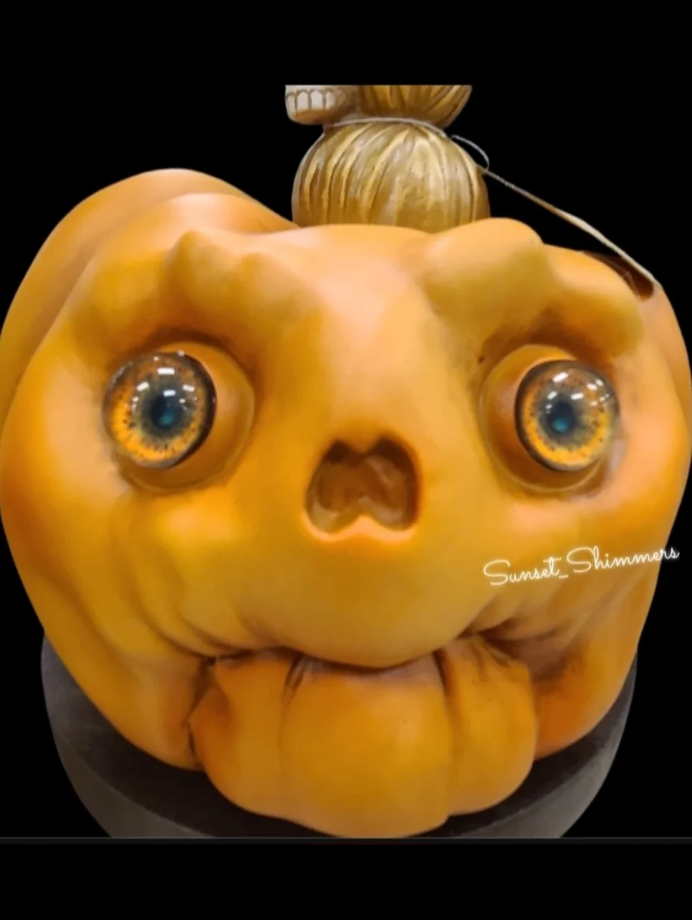 14" Primitive Skull Face Jack O Lantern Pumpkin Figure Realistic 3D Eyes New - Picture 2 of 8
